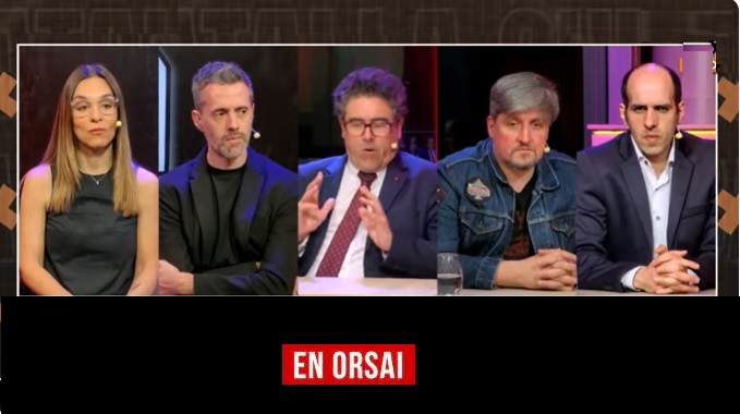 Panel de analistas debatiendo sobre el salvataje de Estados Unidos a la Argentina y la condición geopolítica vinculada a China.